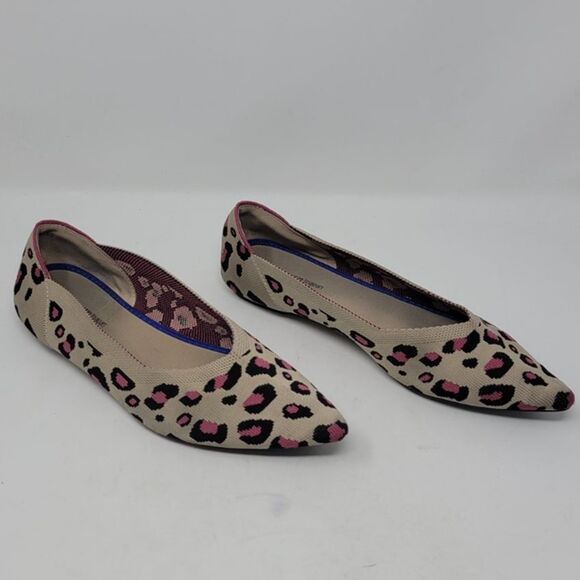 Jet Accompagne Toujours Knit Leopard Print Pointed Flat Shoes - Picture 4 of 6